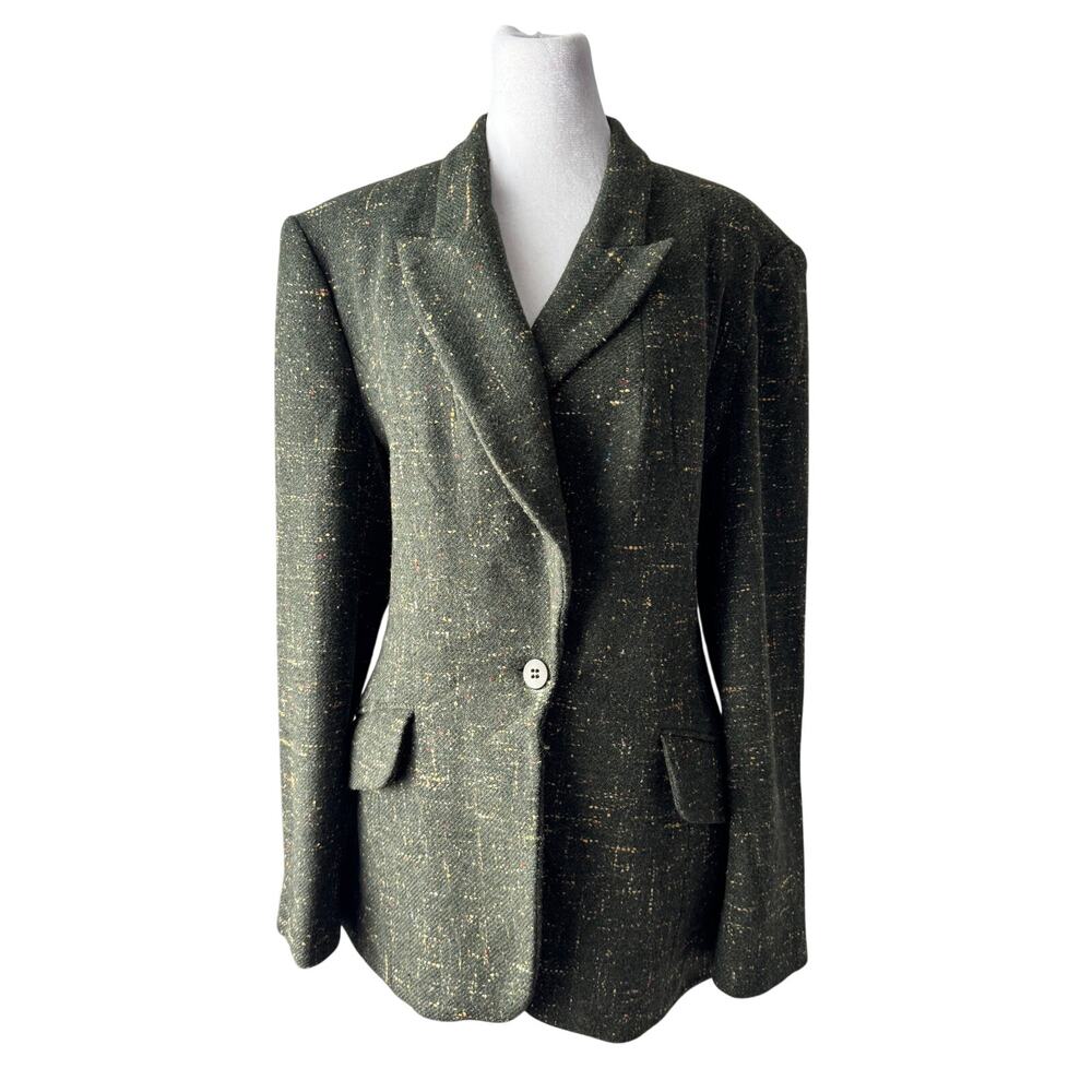 Vintage ‘90s Georges Marciano Dark Green Wool Blend Single Breasted Blazer